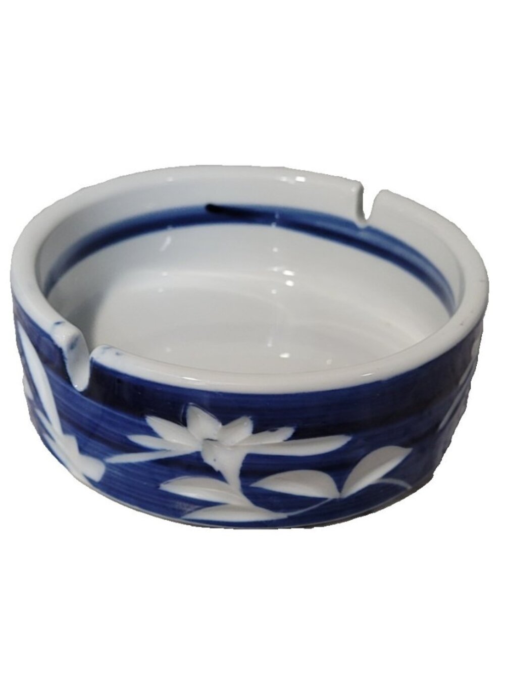 Vintage Blue And White Pottery Japanese Bowl Dish With‎ Chopstick Rest